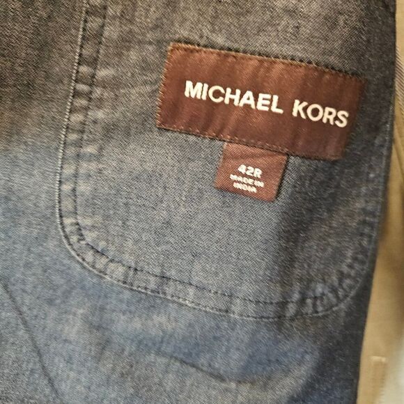 Michael Kors Mens Chambray Two Button Blazer Jacket, Blue, 42 Regular - Picture 6 of 12